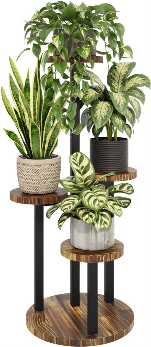 Ploutos® Plantenrek - Modern Interieur Design - Decoratief Plantenrek voor Binnen - Bruin - 41cm x 41cm x 80cm