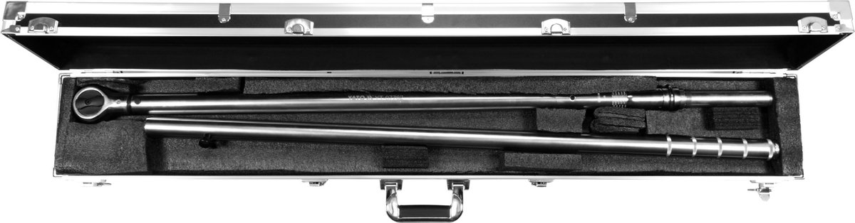 Professionele Momentsleutel 1'' 300-1500nm – Gehard Staal – Met Ergonomische Rubberen Handgreep & Borgmechanisme – Inclusief Koffer