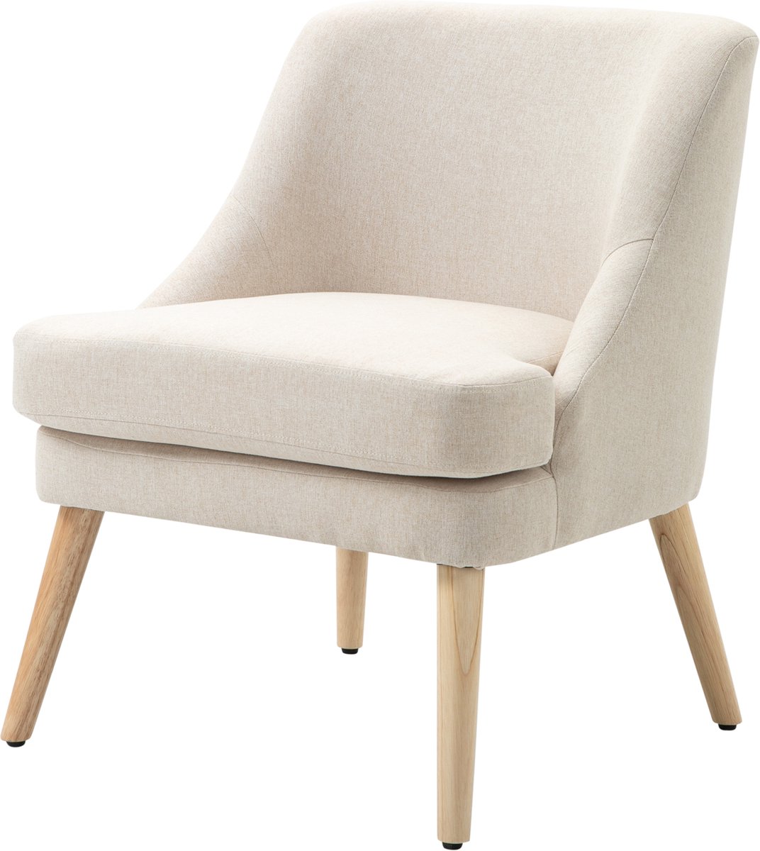Scandinavische fauteuil, woonkamer, comfortabele stoel voor slaapkamer, poten van massief hout, bekleding van linnen, beige | Voor woonkamer en slaapkamer, bek