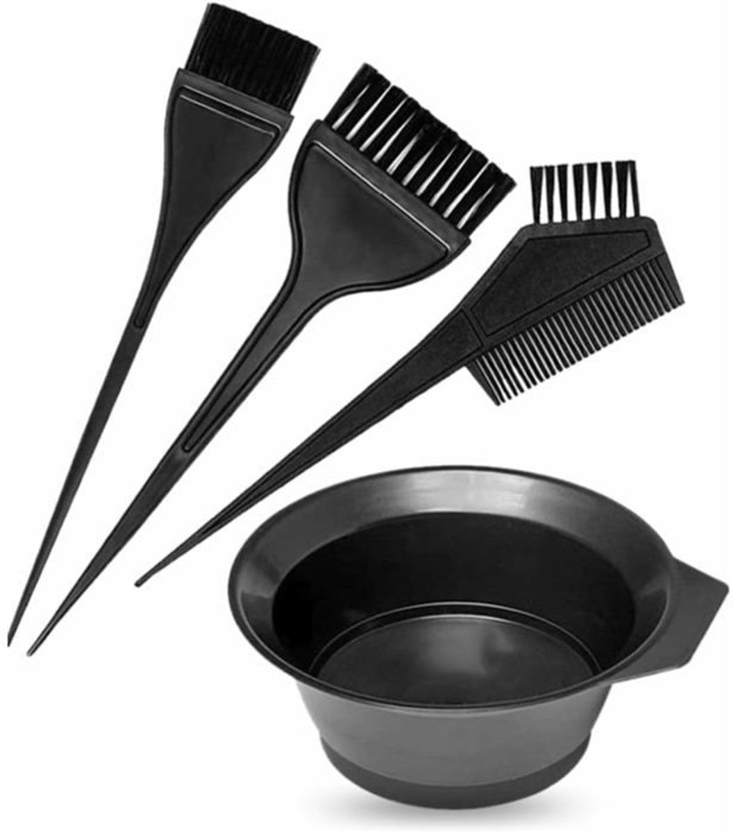 LISM-Vierdelige haarkleuringsset - inclusief borstel, dubbelzijdige kam, mengkom voor de haarkleur en professionele highlighttools.