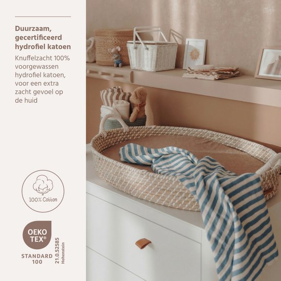 Meyco Baby Fat Stripe Pre-washed Hydrofiele Doeken - 2-pack - Pre-washed Hydrofiel - Jeans Blue - 70x70cm — afbeelding 3