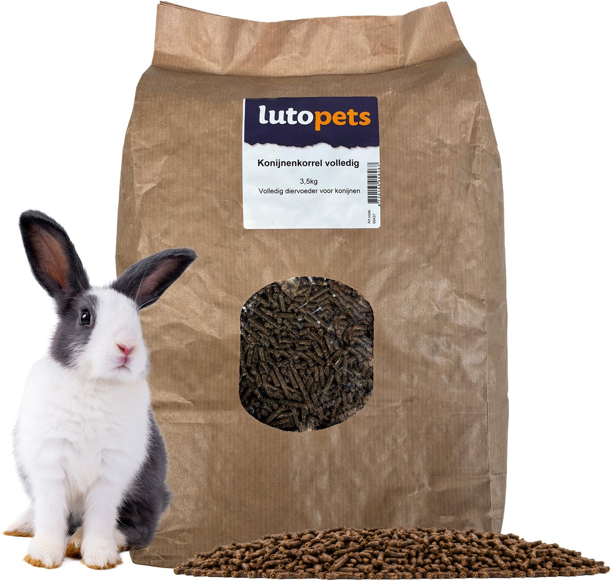LutoPets Konijnenkorrel Volledig 3,5 kg – Compleet Konijnenvoer met Natuurlijke Grondstoffen – 18,3% Ruwe Celstof, Vitamine A & D3 – Nederlandse Kwaliteit