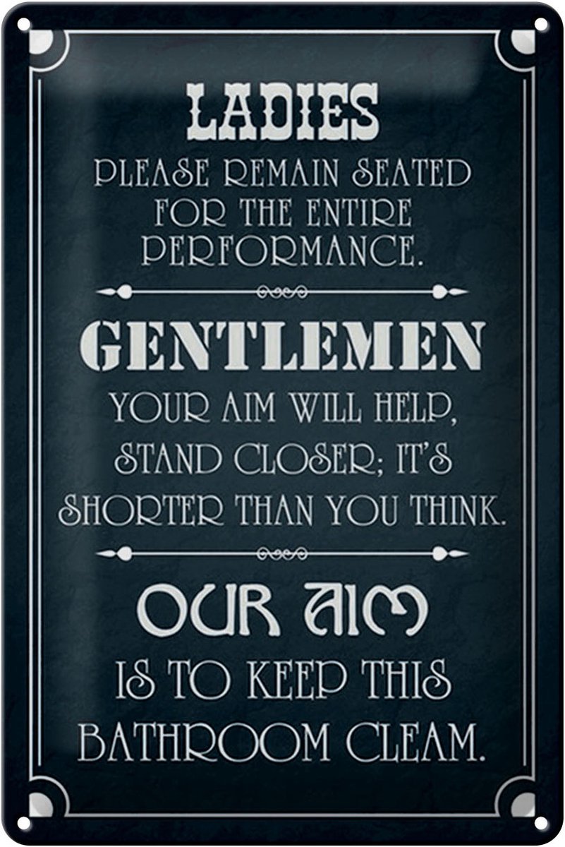 Blechschild Spruch 20x30cm Ladies Gentlemen Badezimmer