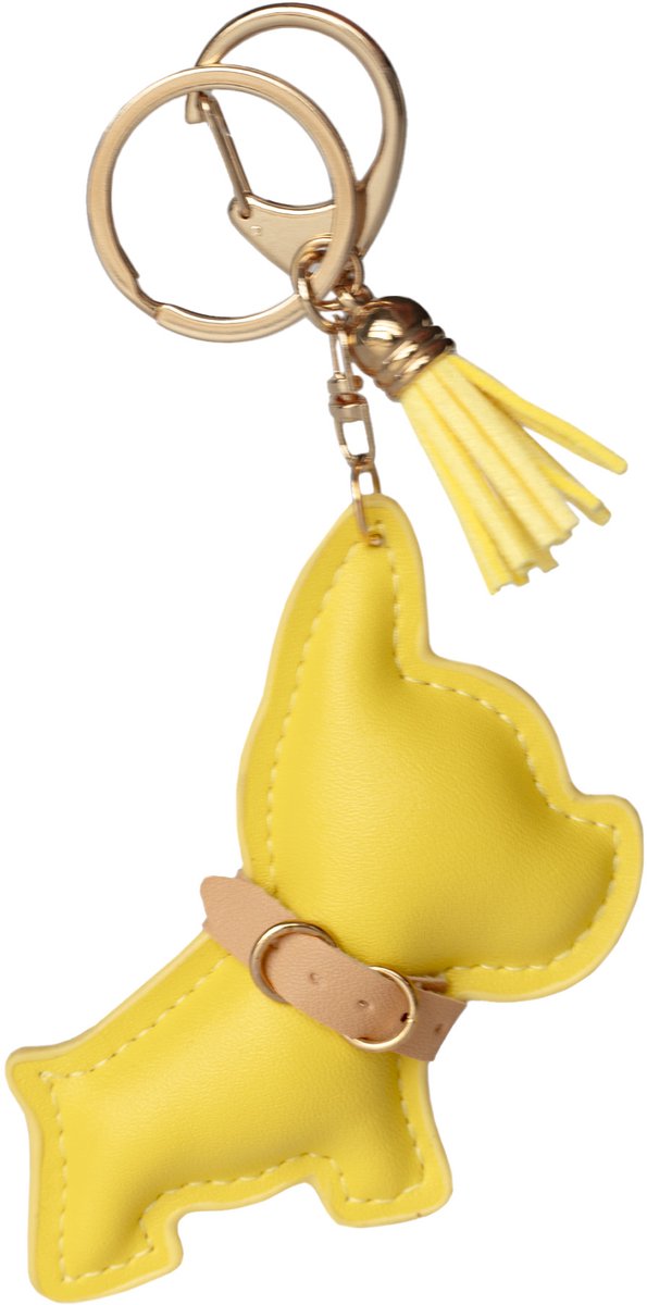 West Highland Terrier Sleutelhanger Geel - Bag Charm - Kunstleren Tas Hanger - Sleutelhanger met Kwastje