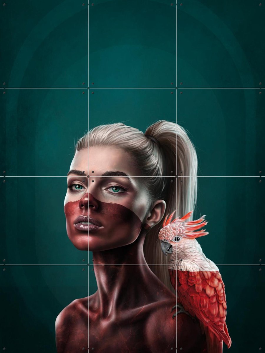 IXXI Painted In Feathers, Erik Andreas - 60 x 80 cm - Gratis ophangtool - Grote wanddecoratie en posters - Surrealisme, Speels, Abstract