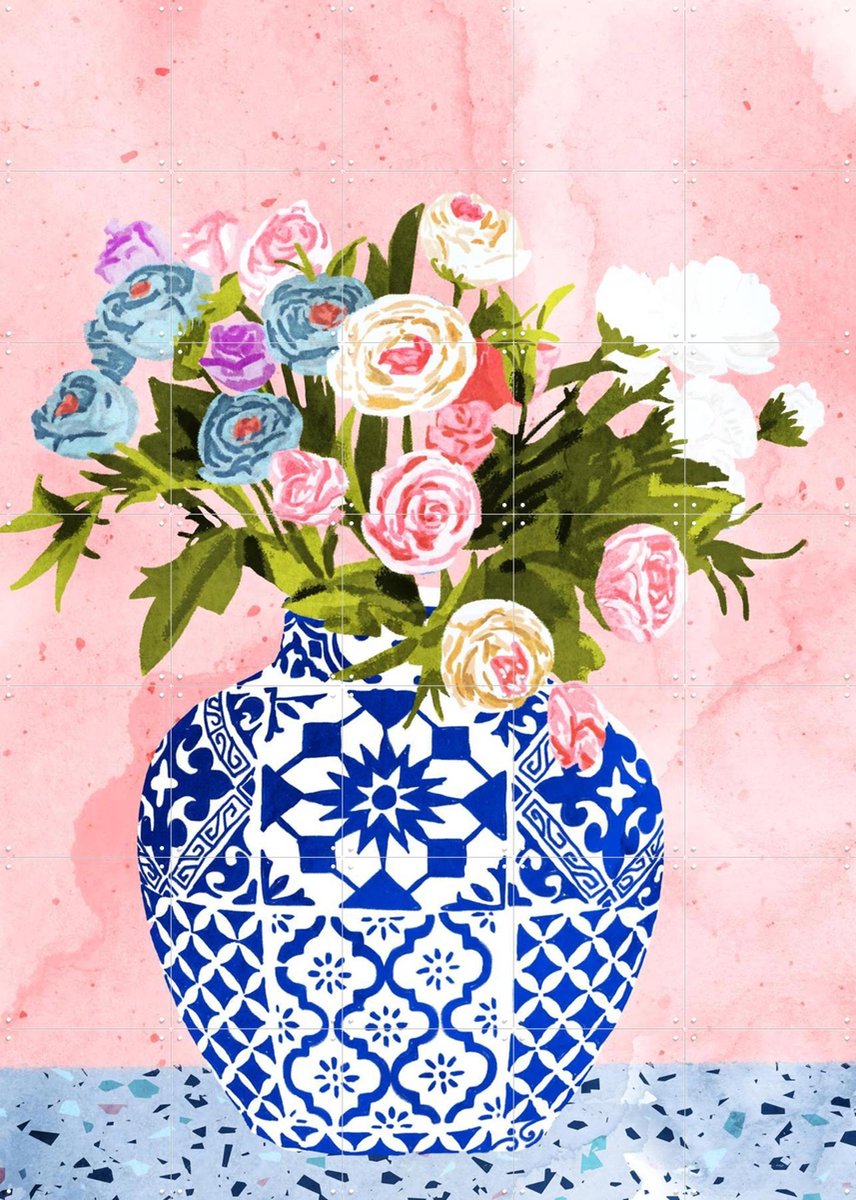 IXXI Ceramic Planter, Uma Gokhale & Various - 100 x 140 cm - Gratis ophangtool - Grote wanddecoratie en posters - Speels, Woonkamer, Slaapkamer