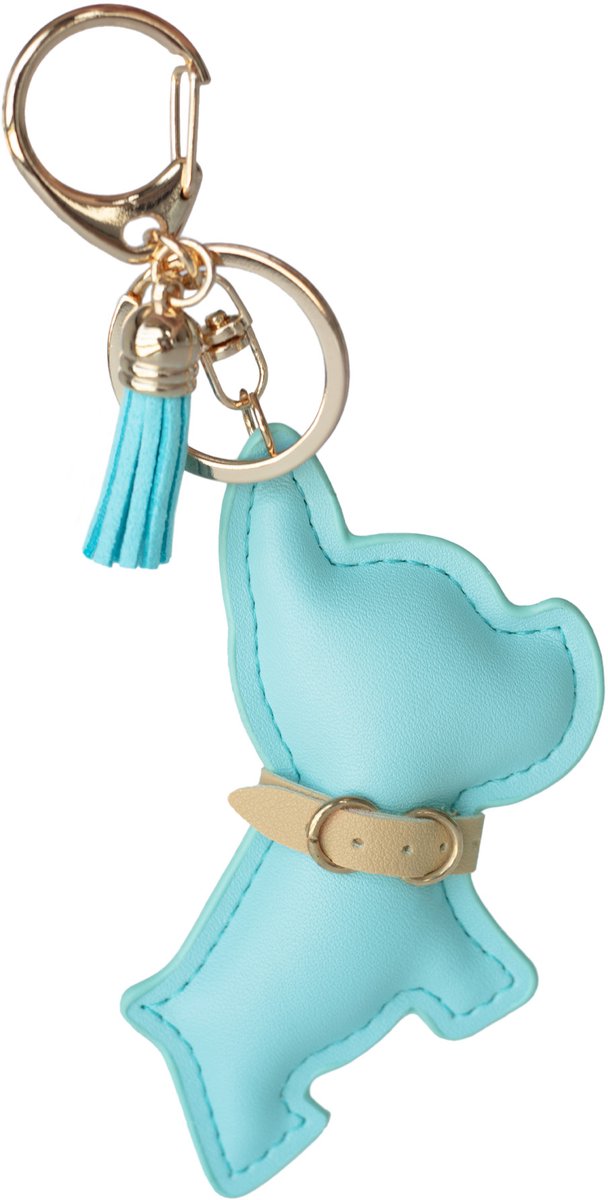 West Highland Terrier Sleutelhanger Blauw - Bag Charm - Kunstleren Tas Hanger - Sleutelhanger met Kwastje