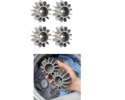 4-stuks Siliconen wasmachinebal - Wasballen - Herbruikbare wasballen - En reinigingsballen - Anti-klit en gemakkelijk schoon te maken - Siliconen - 7.8×6.5cm - Geschikt voor wasmachines, drogers en stoomdrogers - Grijs
