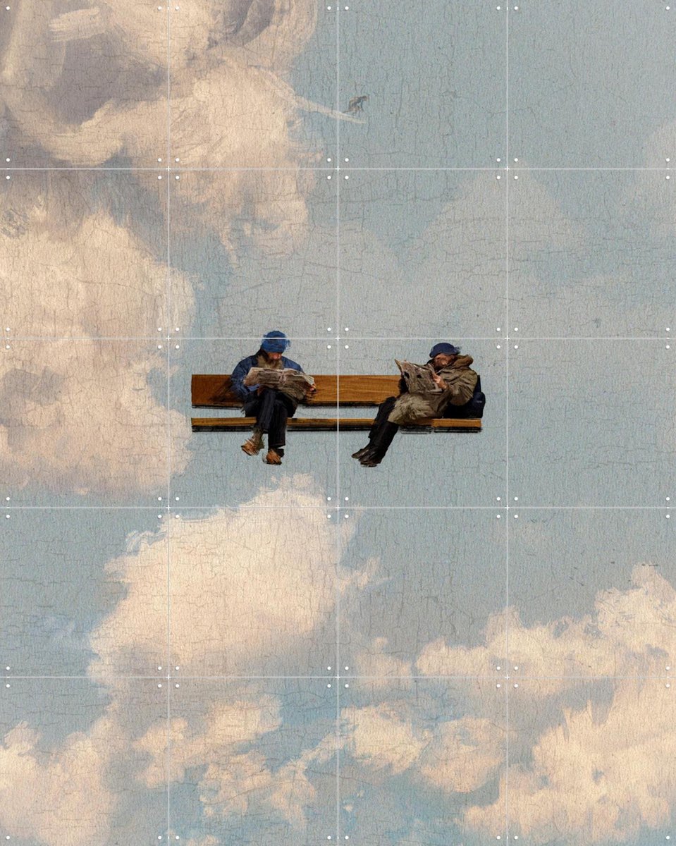 IXXI Reading In The Sky, Vineet Suresh - 80 x 100 cm - Gratis ophangtool - Grote wanddecoratie en posters - Modern, Digitale Kunst, Surrealisme, Pop