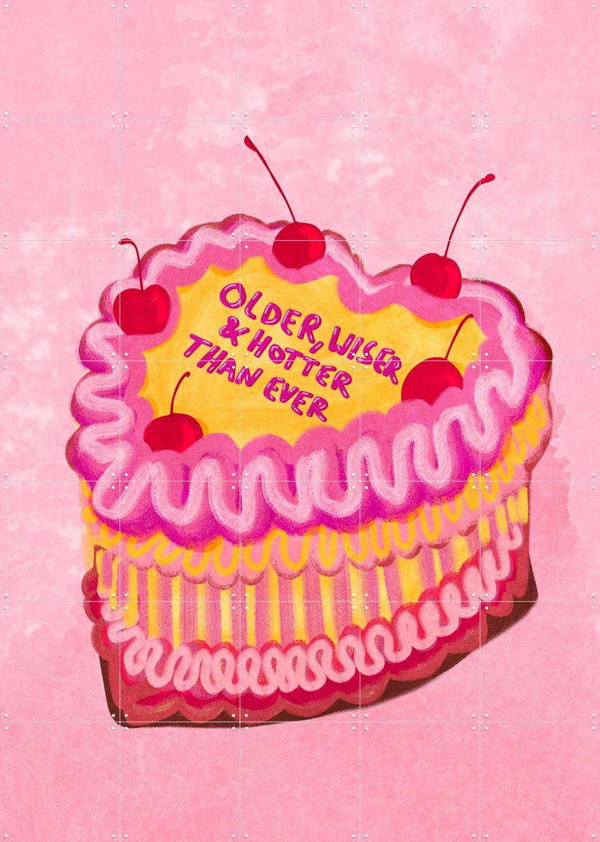 IXXI Cream Cake Older,wiser,hotter, Raissa Oltmanns - 100 x 140 cm - Gratis ophangtool - Grote wanddecoratie en posters - Typografie, Vintage