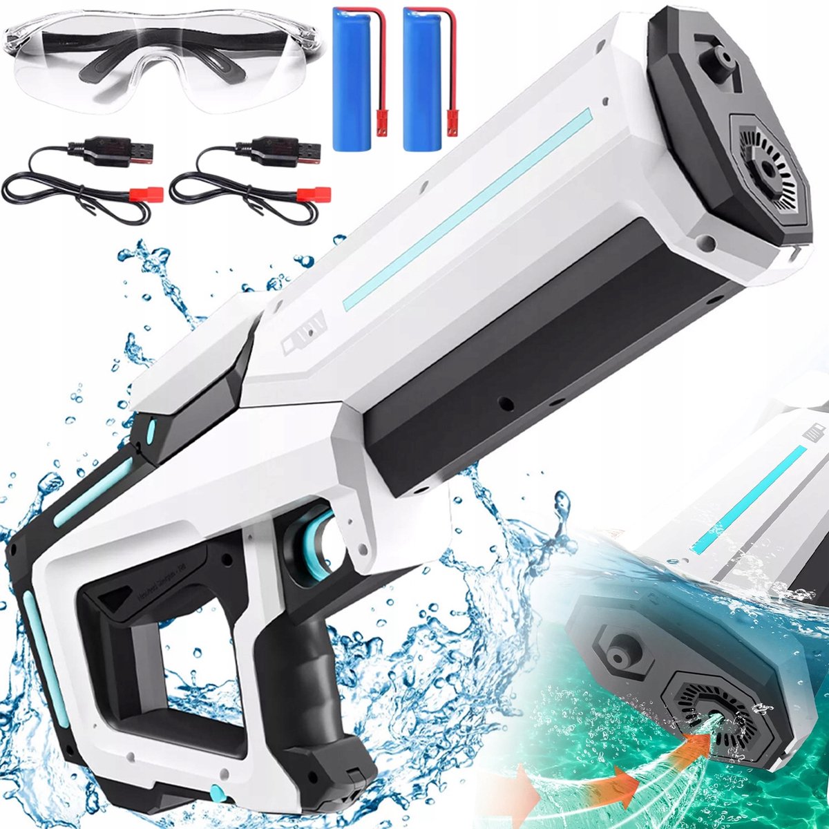 Automatisch Waterpistool - Elektrisch Watergeweer - Buitenspeelgoed - Automatisch Zuigen - 300ml - 2 Batterijen - 4-5m - Zomer en Feestjes - Voor Zwembad en Strand