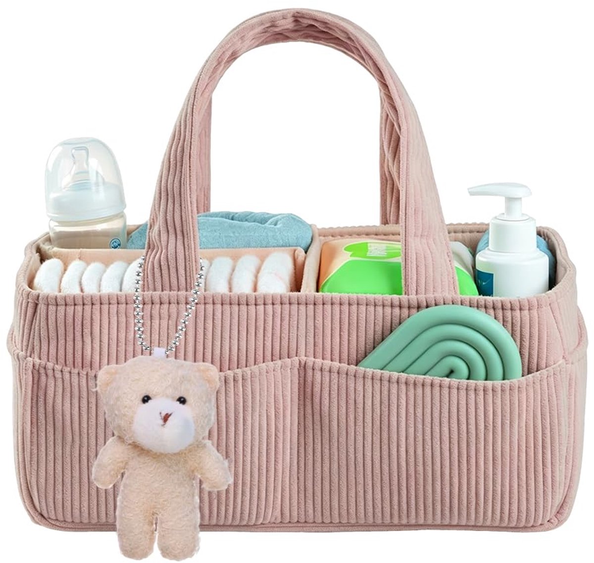SnelShoppen - Luiertas-organizer, Draagbare Luiermand met Vakken en Handgrepen, Grote Wikkelorganizer, Luiercaddy met Teddybeer, Reizen, Luierorganize