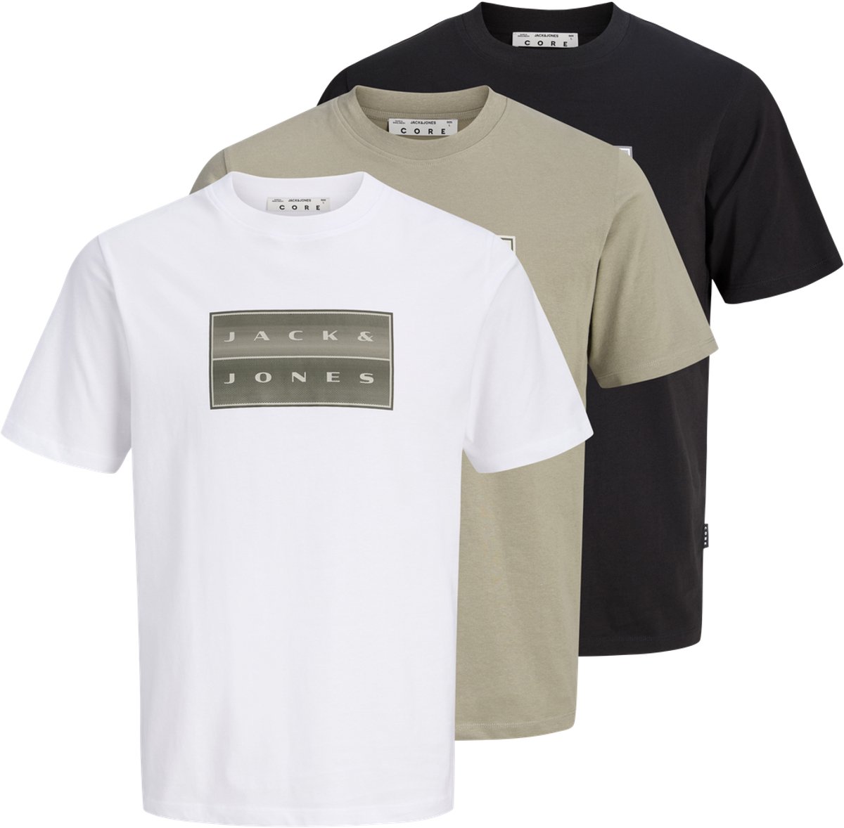 JACK & JONES - JCOFUSION BOX PRINT TEE SS 3PK MP Heren T-shirt