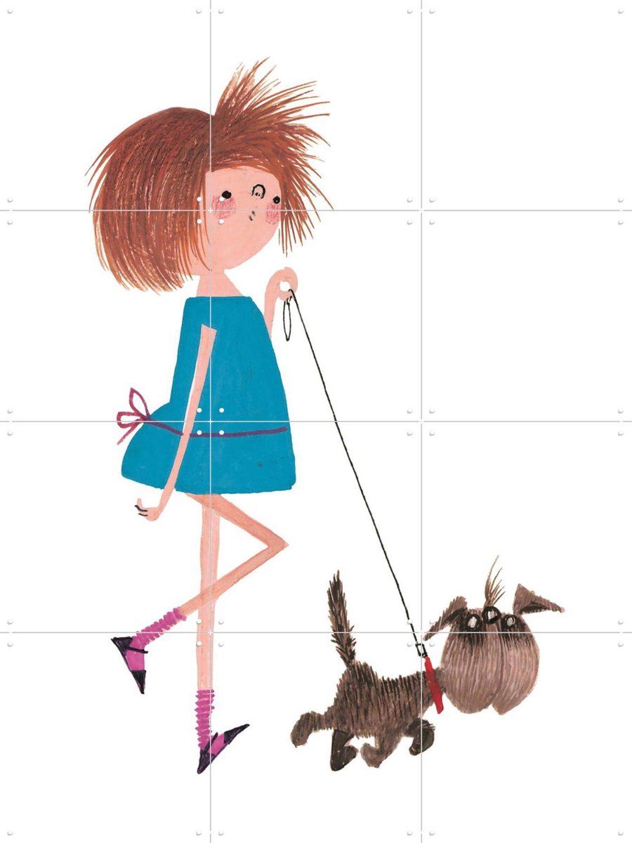 IXXI Samen Wandelen, Fiep Westendorp - 60 x 80 cm - Gratis ophangtool - Grote wanddecoratie en posters - Tekeningen, Speels, Kinderkamer, Kinderen