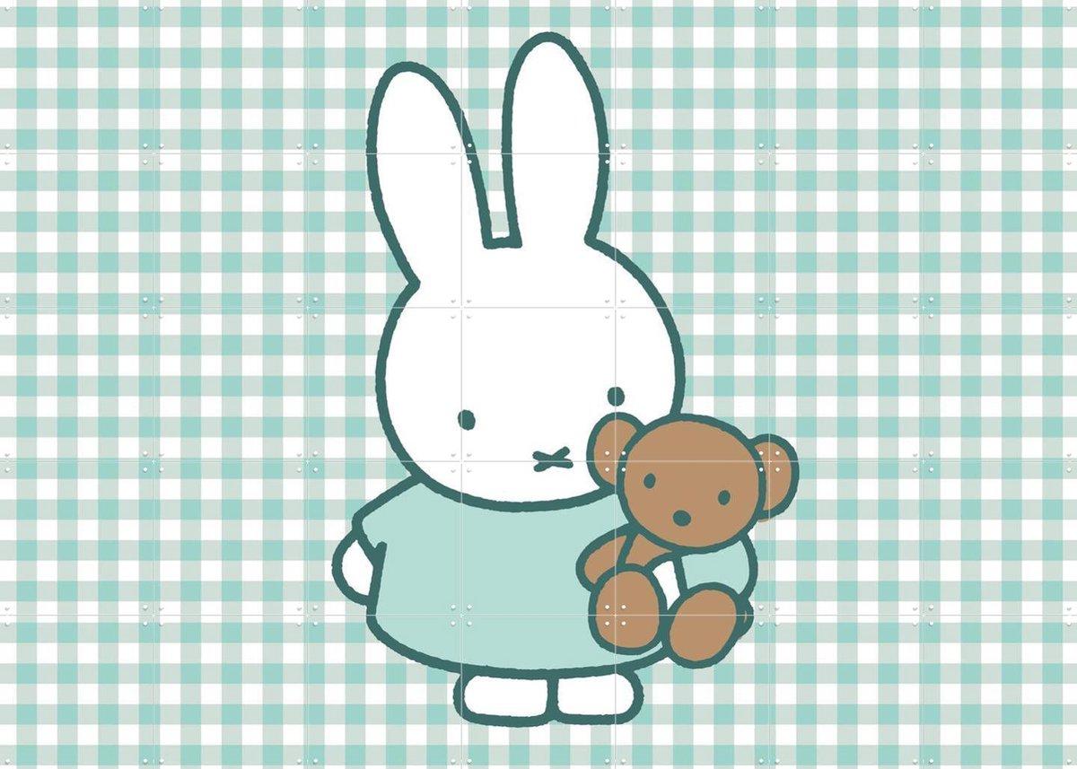 IXXI Nijntje met Beer, Nijntje - 140 x 100 cm - Gratis ophangtool - Grote wanddecoratie en posters - Speels, Illustraties, Cartoonesk, Babykamer