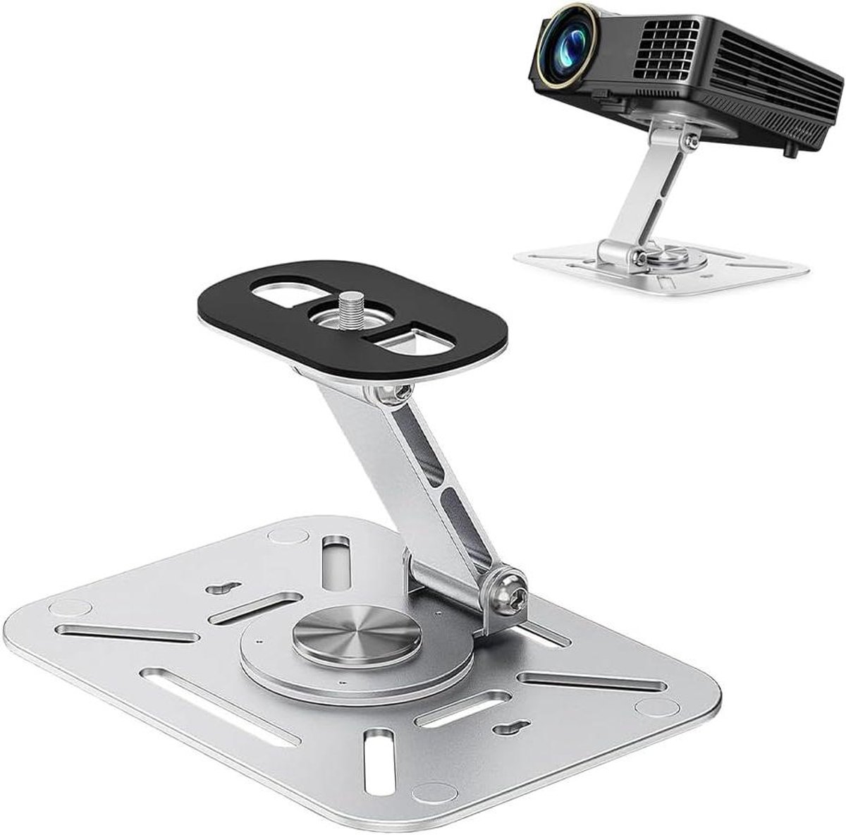 Projectorhouder - Beamerstandaard - Film Kijken - 360° Draaibaar - 3 kg Draagvermogen - Zilver