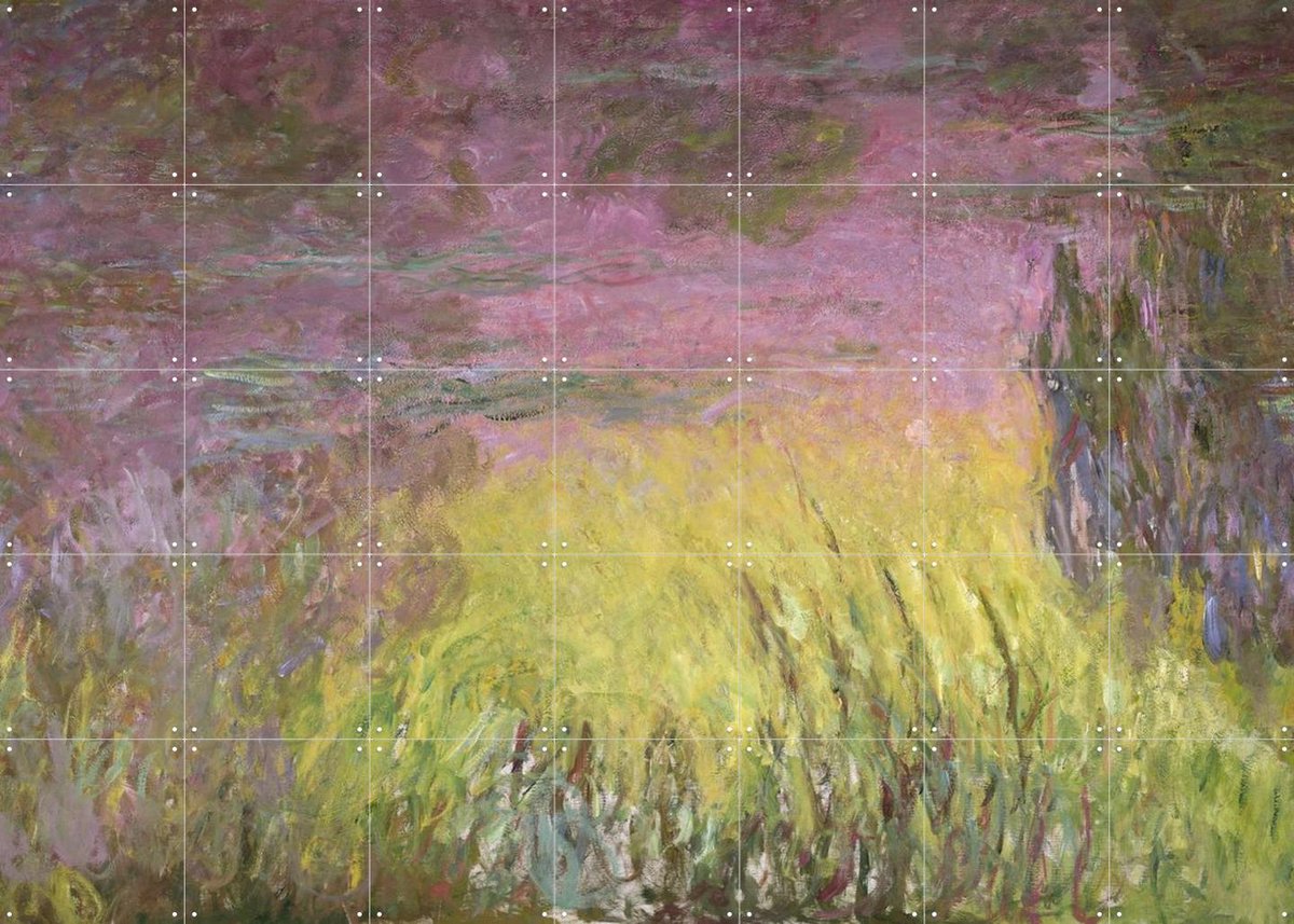 IXXI Waterlilies: Sunset - Detail, Claude Monet & Bridgeman Images - 140 x 100 cm - Gratis ophangtool - Grote wanddecoratie en posters - Olieverf