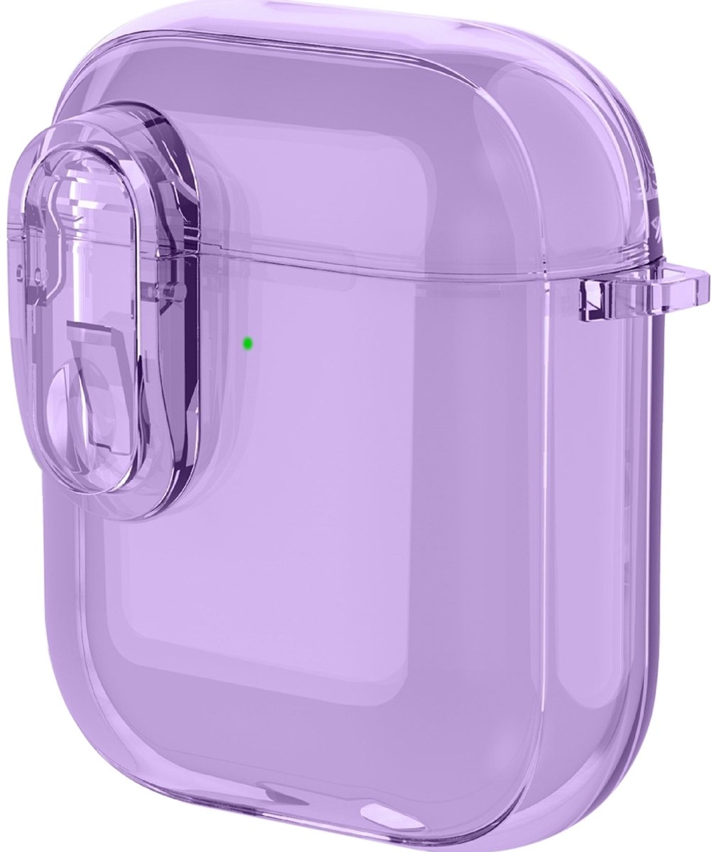 Mobigear Hoesje geschikt voor Apple AirPods 1 Hardcase Hoesje | Mobigear Crystal Clip - Paars
