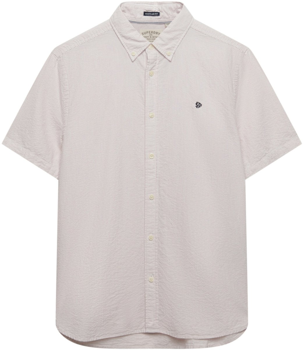 Superdry Overhemd Classic Seersucker S/s Shirt M4011102a Mannen Roze
