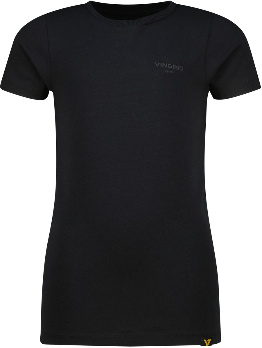 Vingino Basic Round Neck Polo's & T-shirts Jongens - Polo shirt - Zwart - Maat 110/116