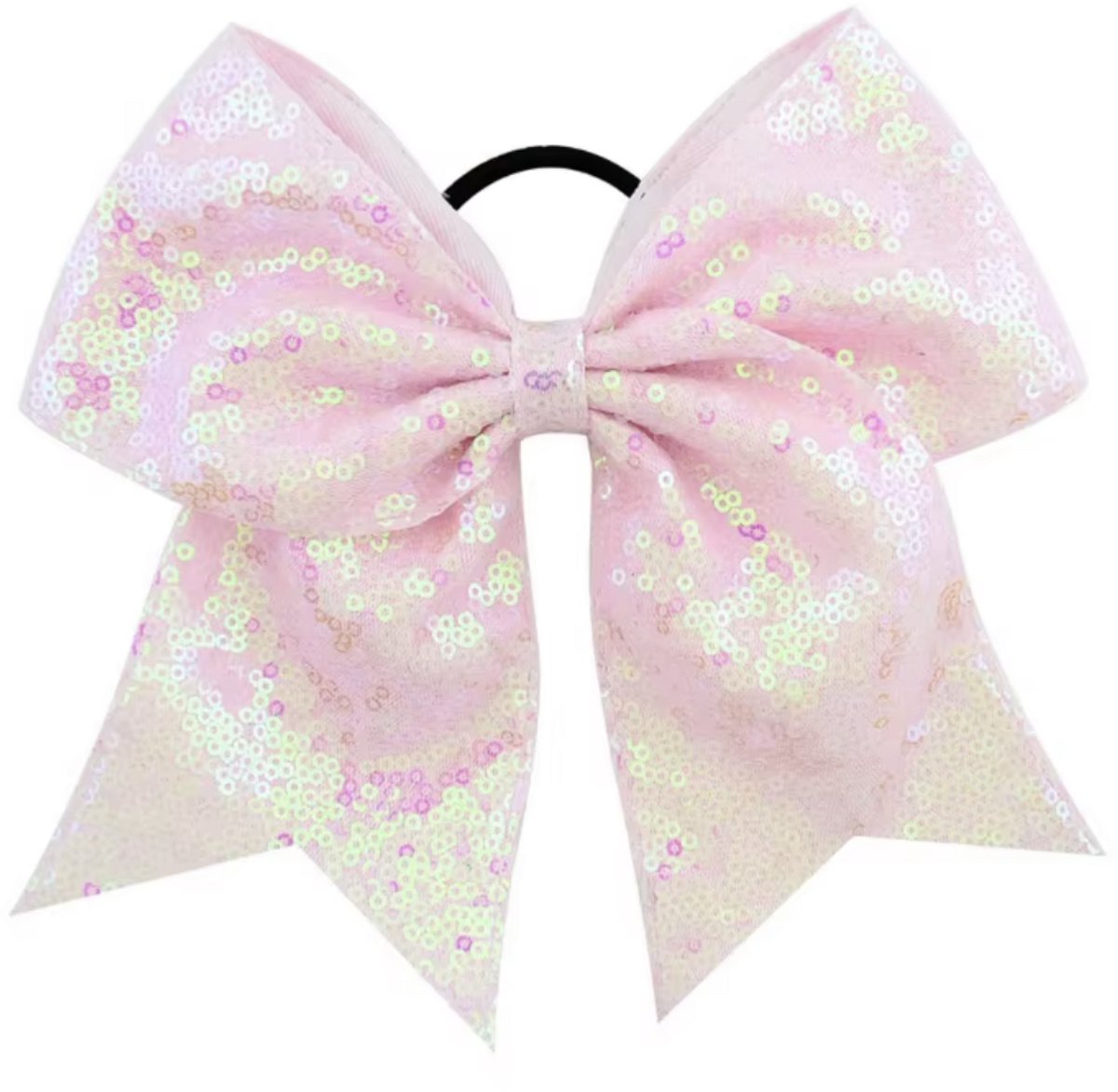 SilverAndCoco® - Witte Diamond Haar Strik met Glitter / Elastiek Haarband Scrunchies / Haarstrik Glitters Knip Haarelastieken Dames Meisje / Gouden Elastische Knipje Kerst Feest Oud en Nieuw - Wit