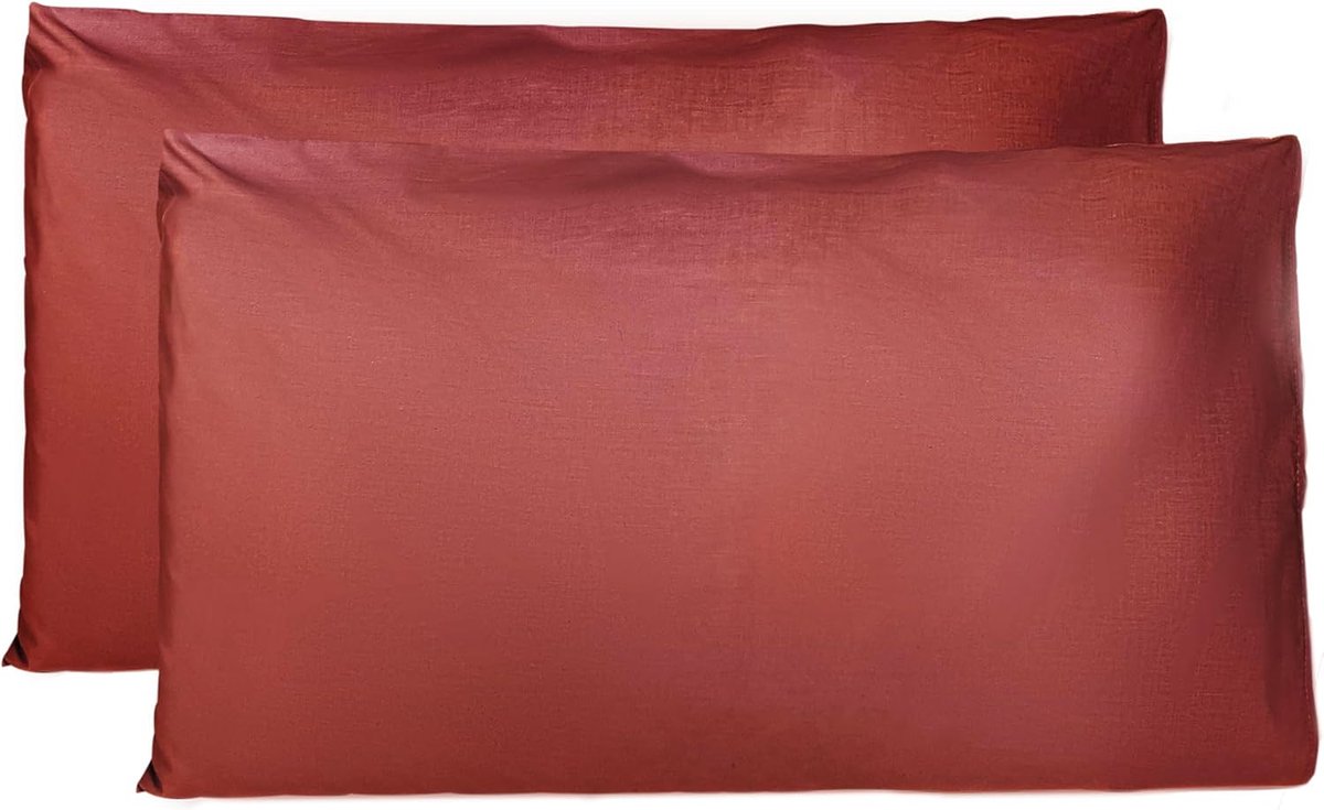 Paar kussenslopen 100% Pure katoen 50x80 CM, Set van 2 Bed Kussen Stoffen Gemaakt in Italië, Tassluiting, Solid Color - ShopVlot