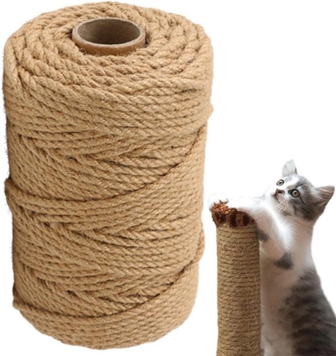 Natuurlijk jute touw 60 m x 6 mm - Sterk flexibele tuin en doe-het-zelf touw