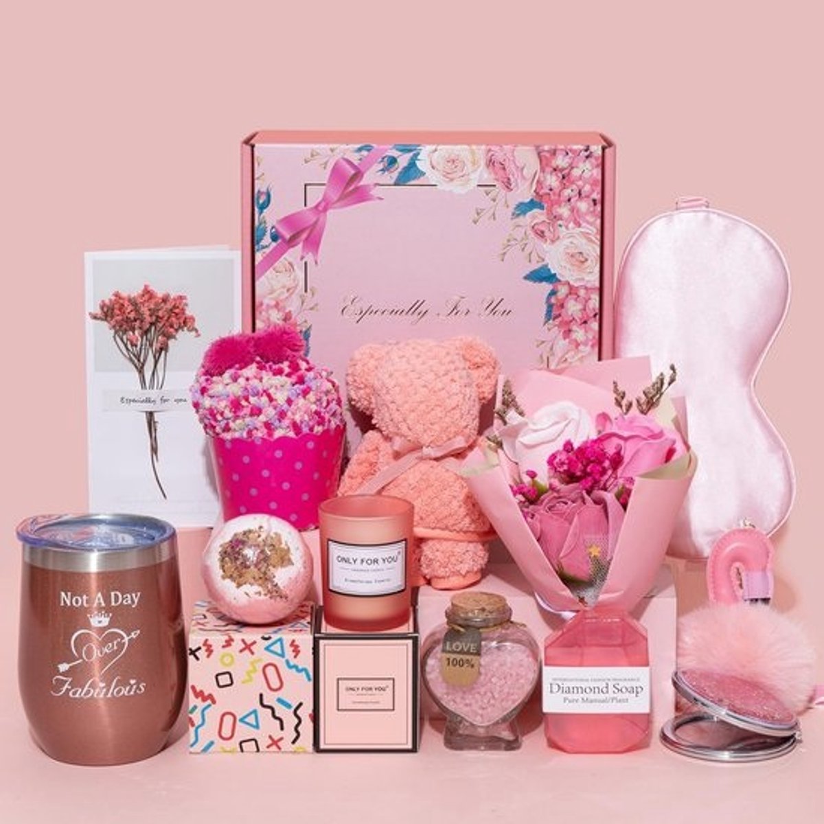 Unieke Verjaardagscadeaus Set voor Vrouwen - Geschenken Mand Ideeën en Wijn Tuimelaar Set