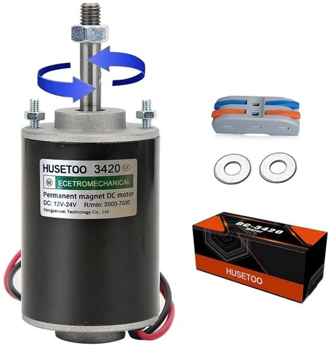 Stille DC-Motor 12V/24V voor Doe-Het-Zelf Projecten – Hogekoppel en Hoogtoerental