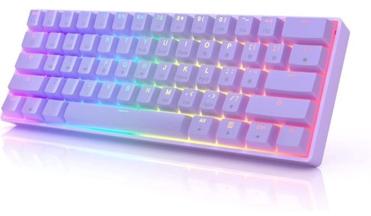 Mechanisch Gaming Toetsenbord 60% Compact | 61 Toetsen RGB Verlicht | Hotswap Bruine Switches | Programmeerbaar Bedraad voor PC en Mac