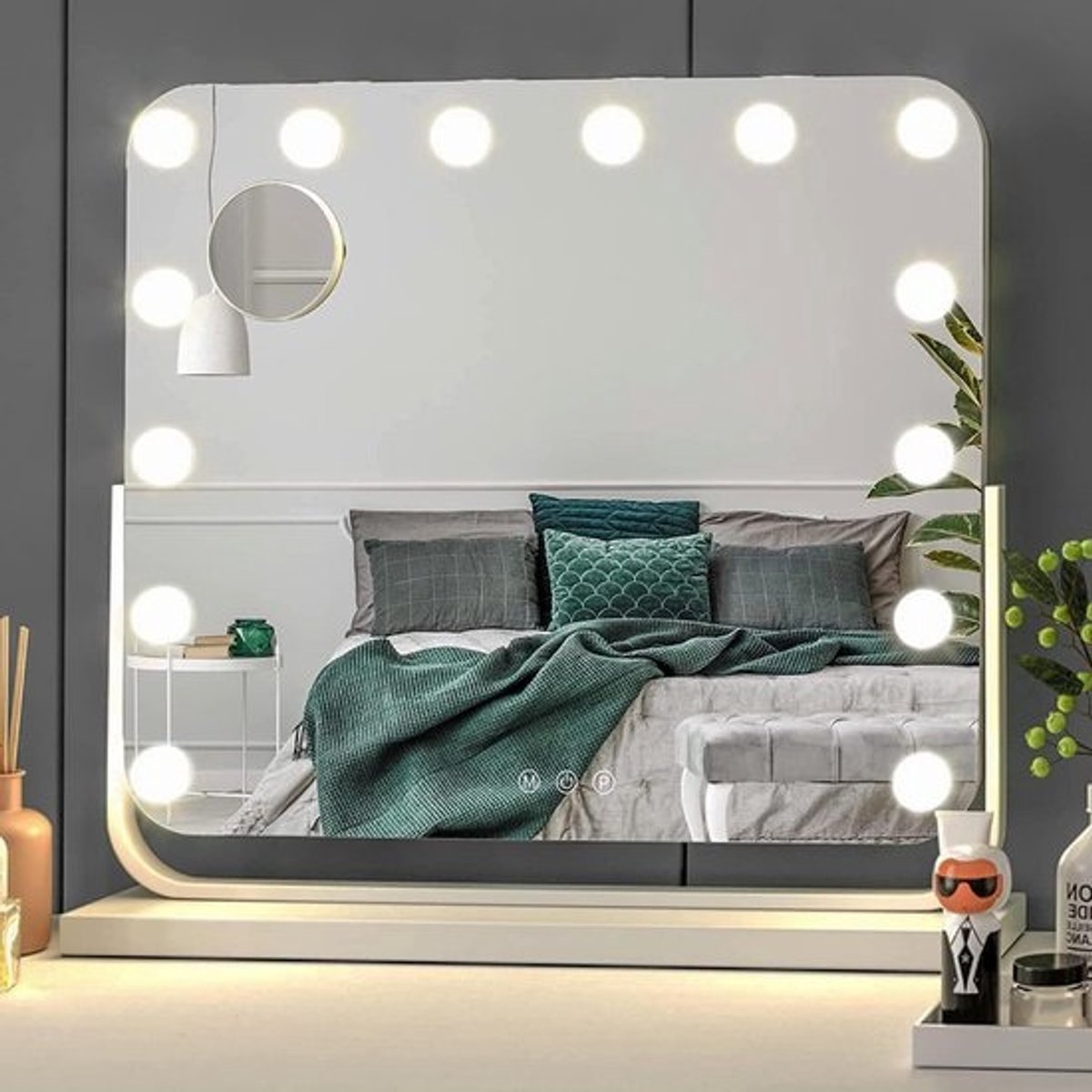 Hollywood Make-upspiegel met 14 LED-lampen en Touch-bediening - Draaibaar en 10x Vergroting