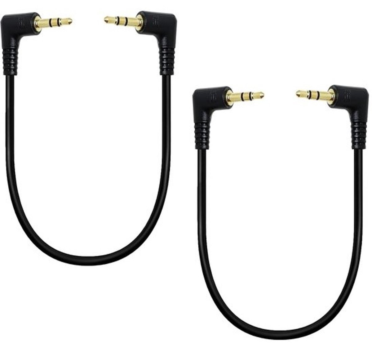 Hoekige 3,5 mm Audio Kabel - Set van 2 - 30 cm - TRS Stereo Stekker