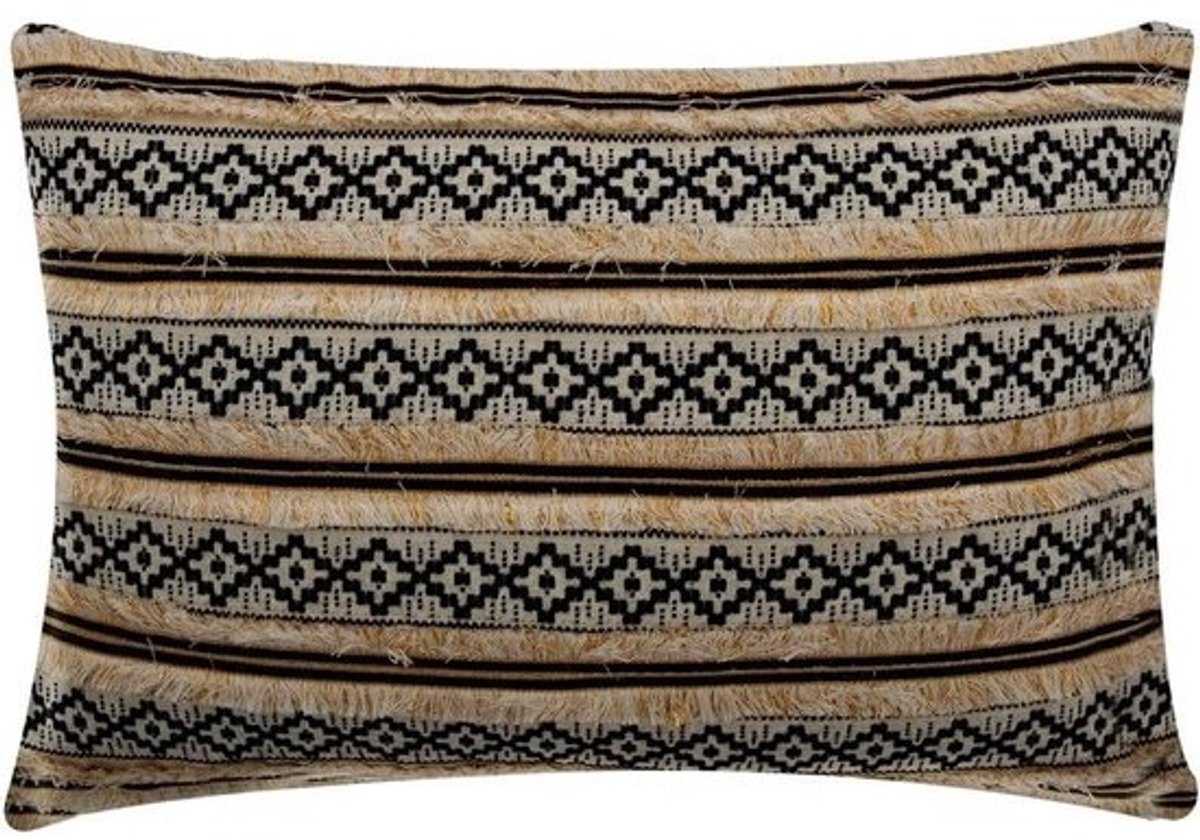 Decoratieve Sierkussens - Kussenhoezen Lumbale Kussens - Woonkamer Decoratie - Handgemaakt Katoen - 30x60 cm - Zwart en Beige