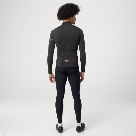 AGU Essential - Fietsshirt - Heren - Thermo Jersey - Wielershirt met lange mouwen - Zwart - L - Fleece kraag - Reflecterend - 3 achterzakken — afbeelding 4