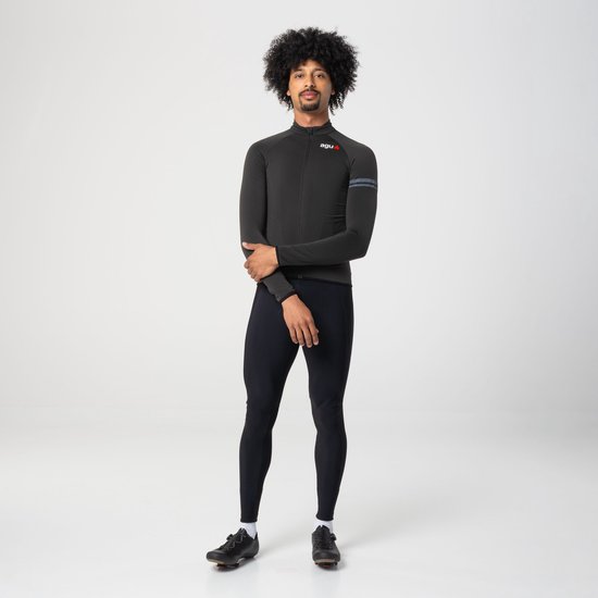 AGU Essential - Fietsshirt met lange mouwen - Thermoshirt - Wielershirt Heren - Zwart - Isolatie - Reflecterend - Fleece kraag - 3 zakken - XL — afbeelding 3