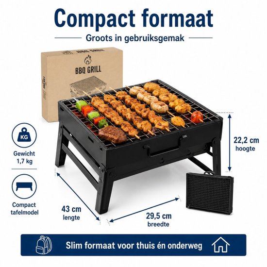 Twenty4seven® BBQ Grill - Tafel Barbecue - Houtskoolbarbecues - Mini Houtskool Smoker - Opvouwbaar & Ideaal voor Camping of Vakantie van Twenty4seven — afbeelding 2