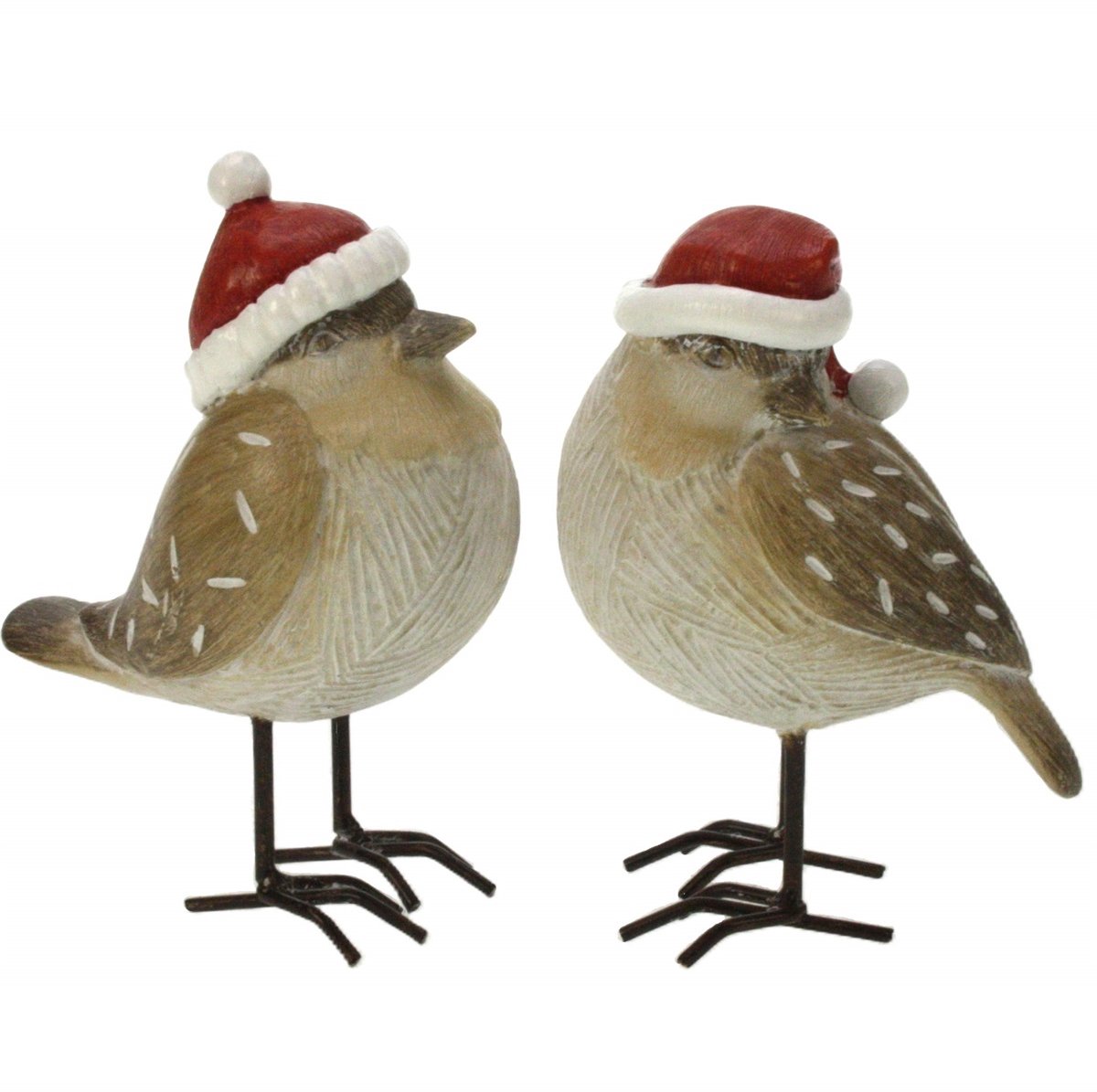 2x Vogeltje met kerstmuts 2ass. 8x5x11cm