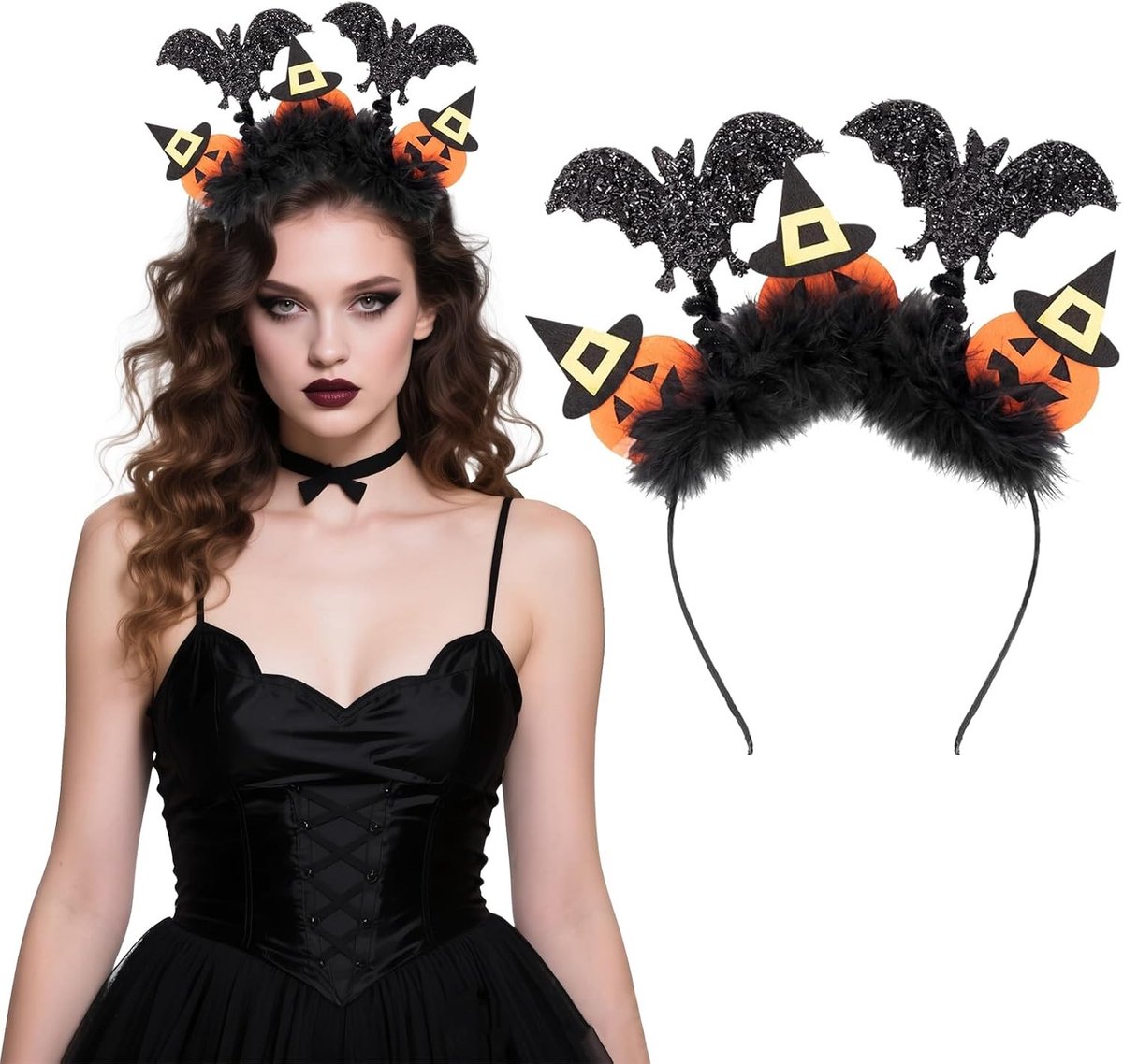Halloween Hoorn Kattenoren Pompoen Vleermuis Haarband voor Volwassenen en Kinderen - Perfecte Kostuumaccessoires voor Halloween Feesten en Vieringen