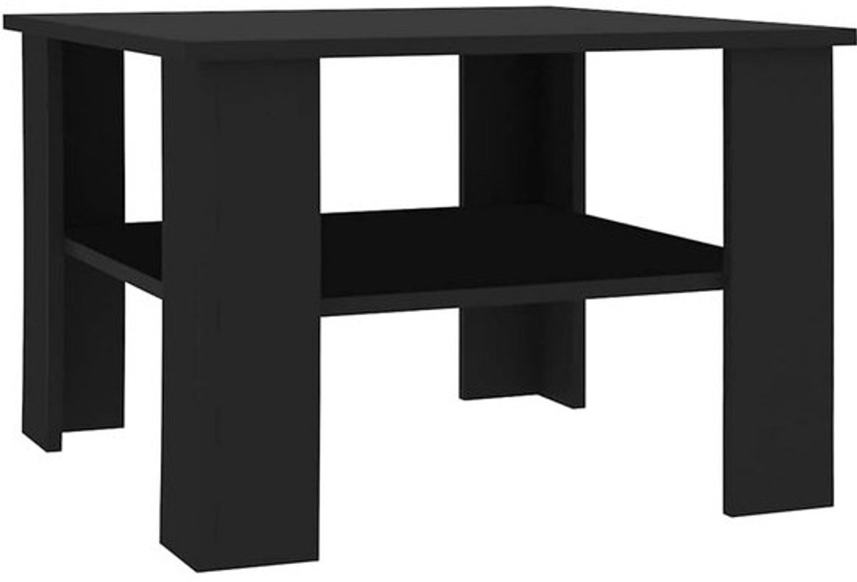 Salontafel Vierkant met Opbergvak Houtkleur Zwart