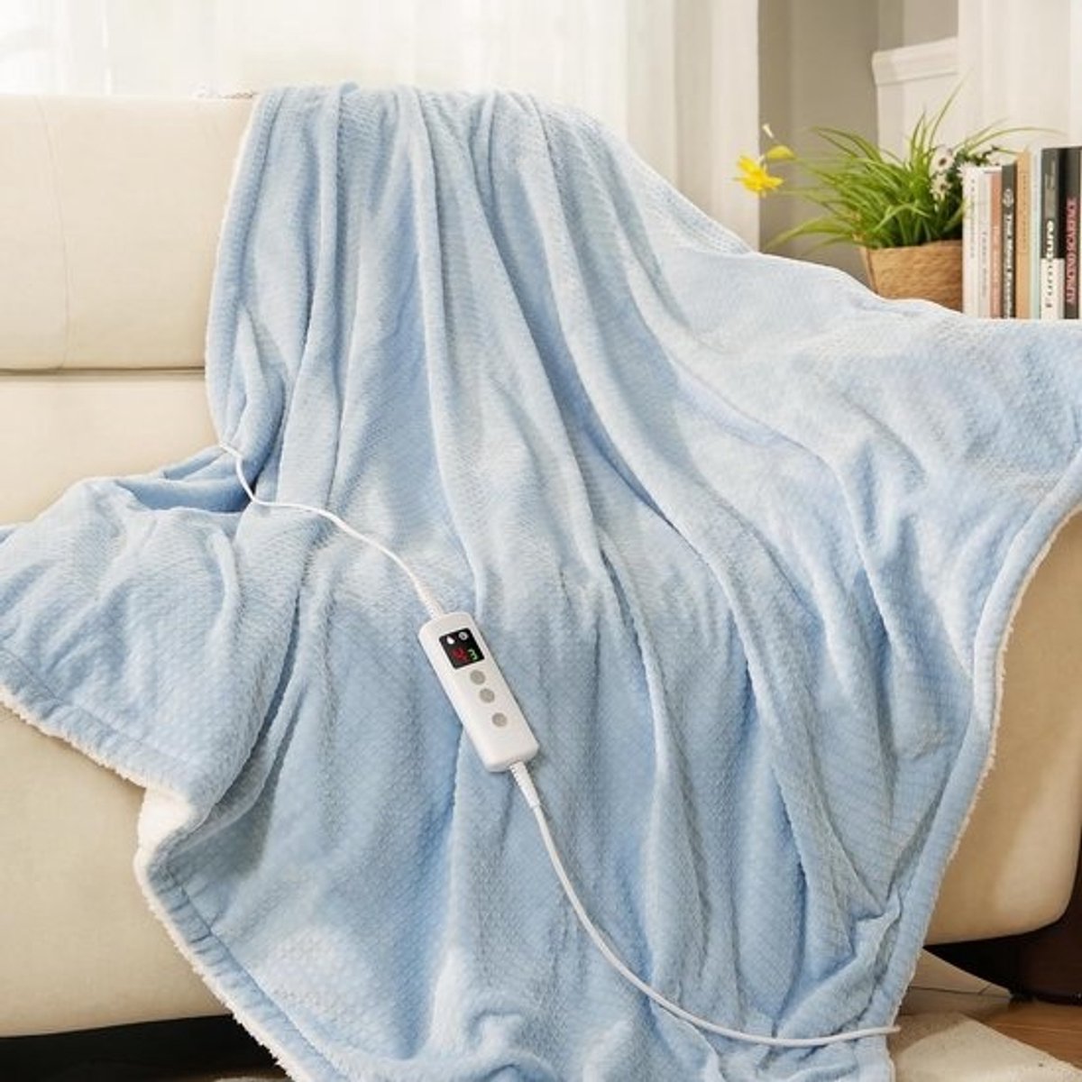 Elektrische Deken - Verwarmde Plaid - Comfort Verwarmen - Zachte Stof - 160 x 130 cm - Lichtblauw