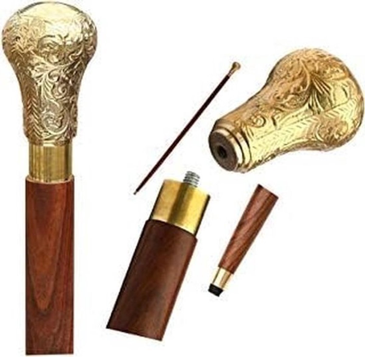 Decoratieve Wandelstok - Klassieke Steunstok - Stijlvolle Ondersteuning - Houten Ambacht - 94 cm - Natuurlijk Hout