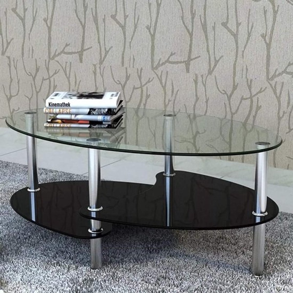 Salontafel met 3 niveaus - Glazen bijzettafel - Woonkamer organiseren - Exclusief design - 90 x 45 x 43 cm