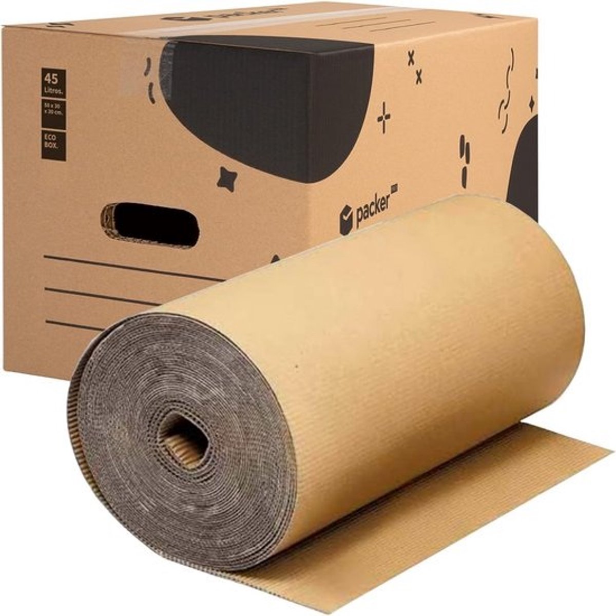 10 Verhuisdozen en Opslagdozen + Gratis Stevig Golfkarton Rol 50x30x30 cm