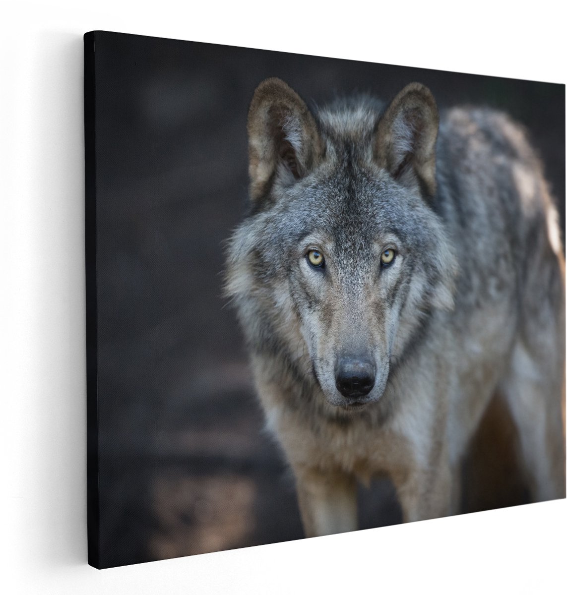 Artaza Canvas Schilderij Wolvenkop - Grijze Wolf - 150x120 cm - Groot - Wanddecoratie Woonkamer - Schilderijen - Muurdecoratie