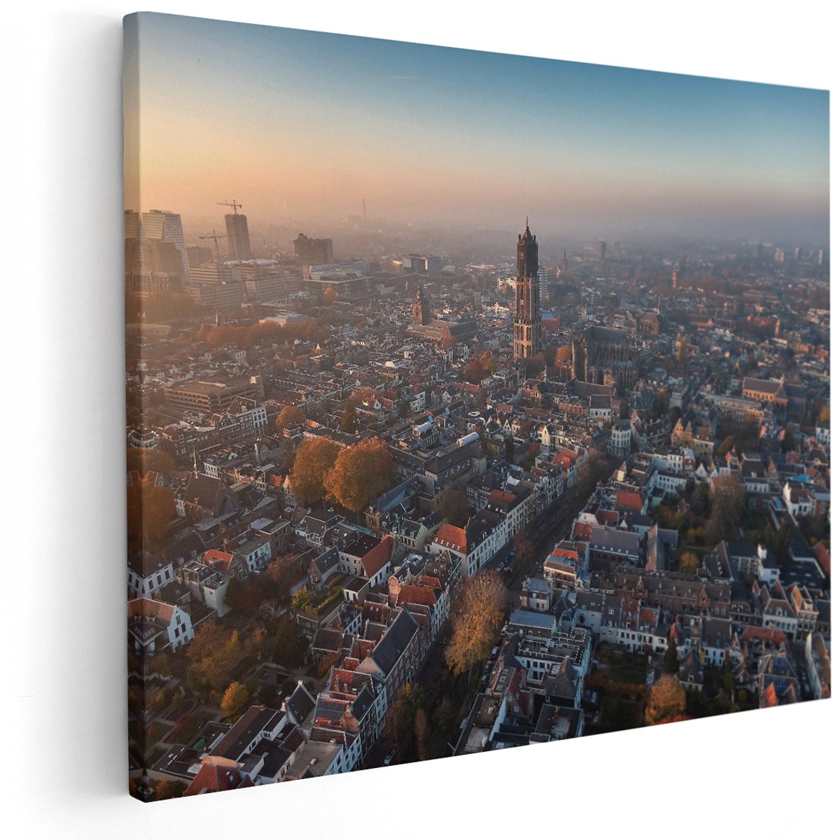 Artaza Canvas Schilderij Utrecht Vanuit De Lucht - 150x120 cm - Groot - Wanddecoratie Woonkamer - Schilderijen - Muurdecoratie