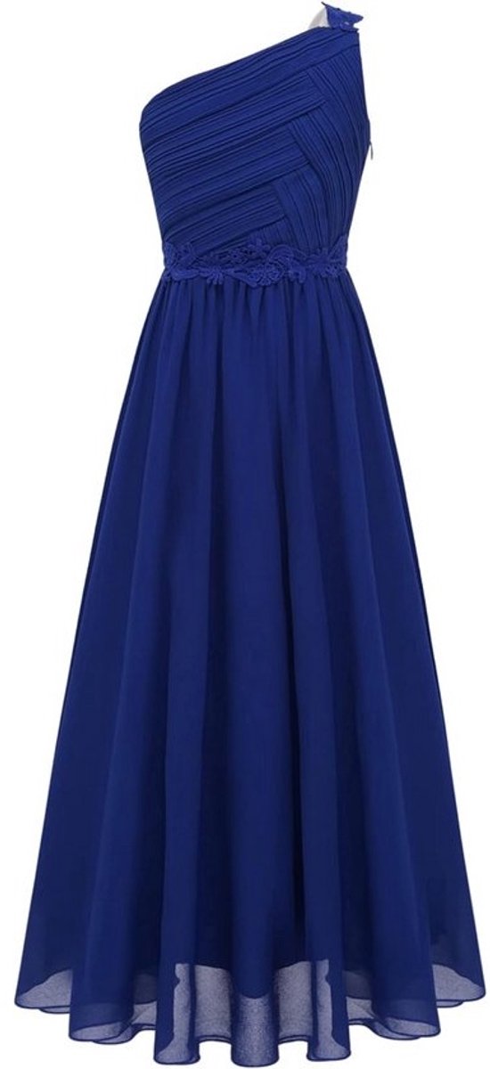 Feestelijke Lange Jurk Meisjes voor Bruiloft, Bruidsmeisje of Gala - Chiffon Eénschouder