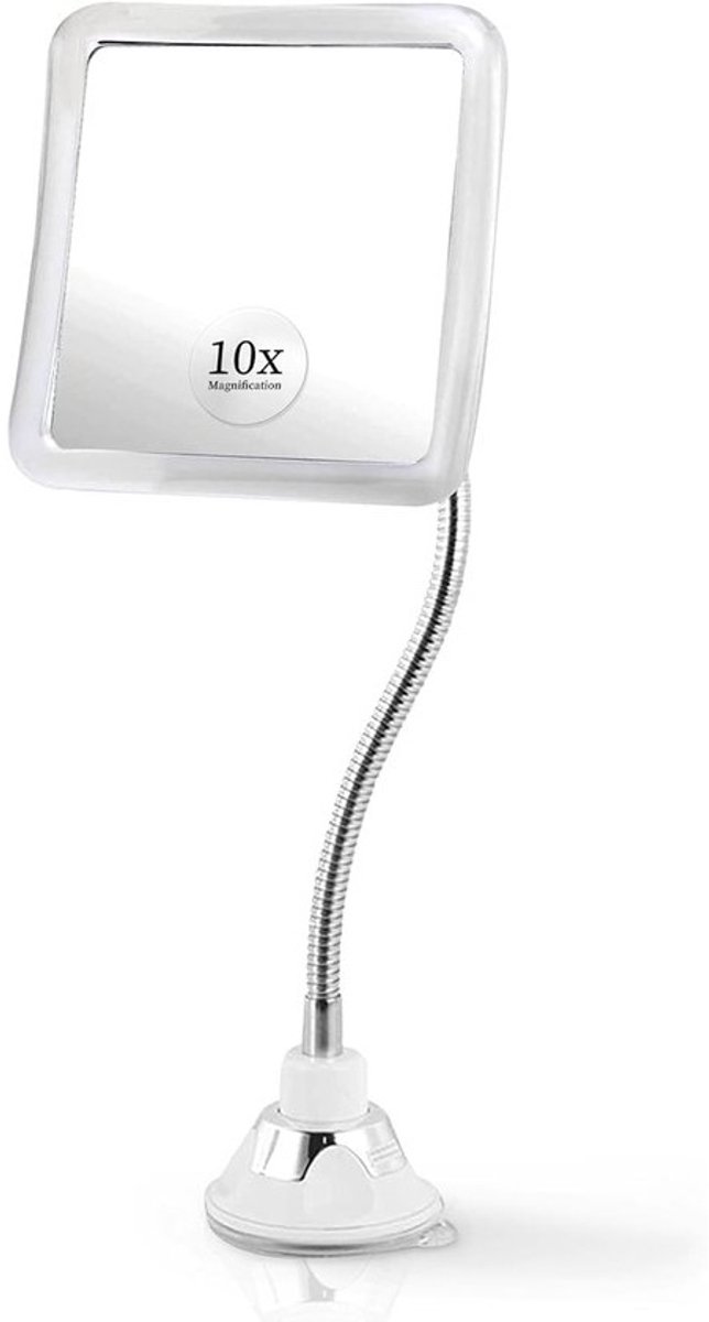 Vergrotende Make-up Spiegel - Flexibele Wandspiegel - Make-up Aanbrengen - 10x Vergroting - 16x16 cm - Wit