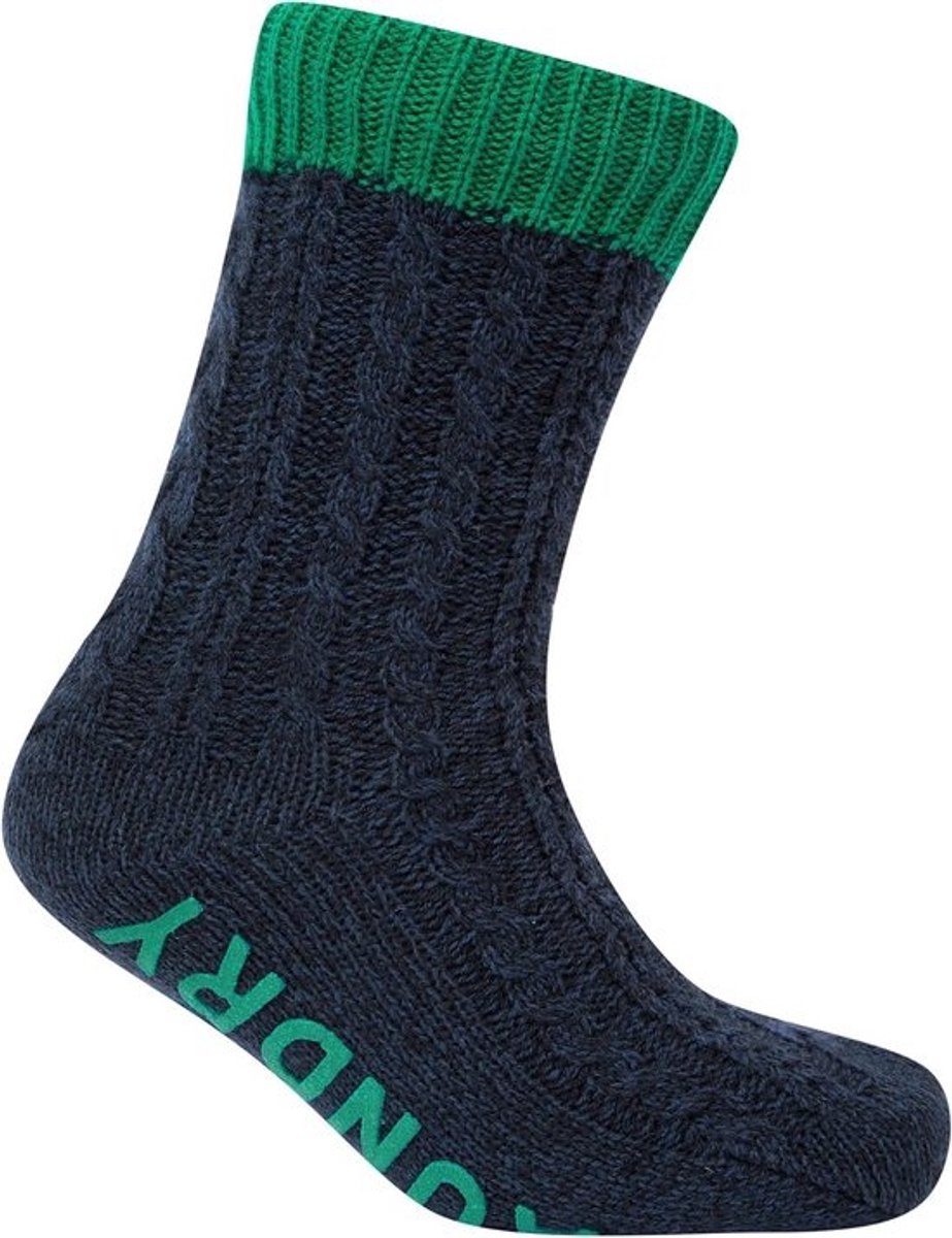 Heren Fleece Pantoffelsokken met Kabelpatroon en Antislipzool