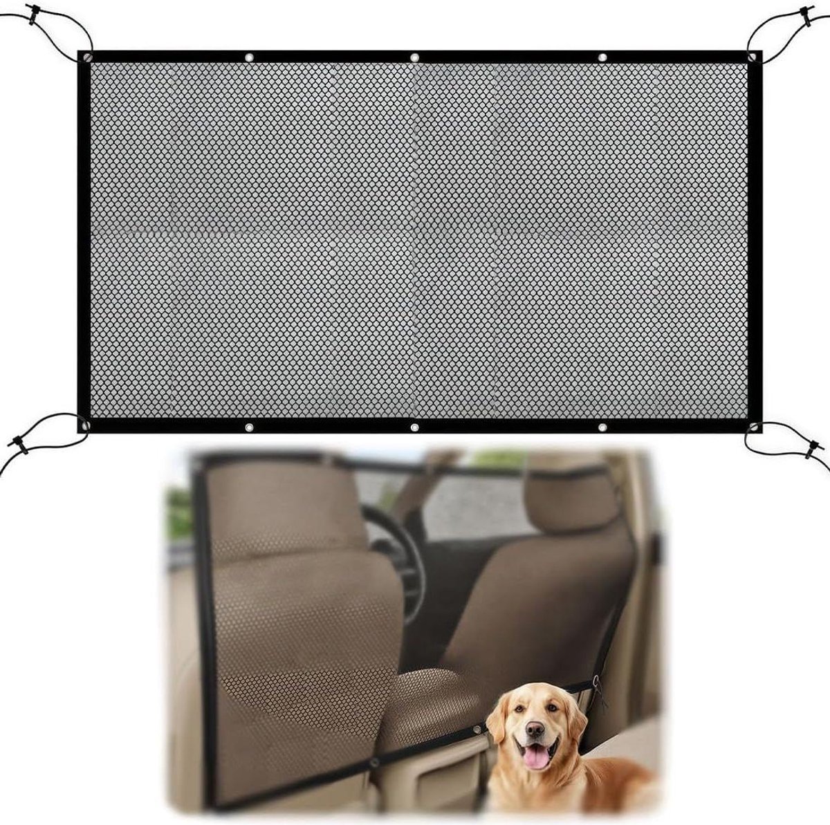 Huisdieren Barrière - Auto Net - Veilig Rijden - Krasbestendig Mesh - 24.7 x 18.8 cm - Zwart