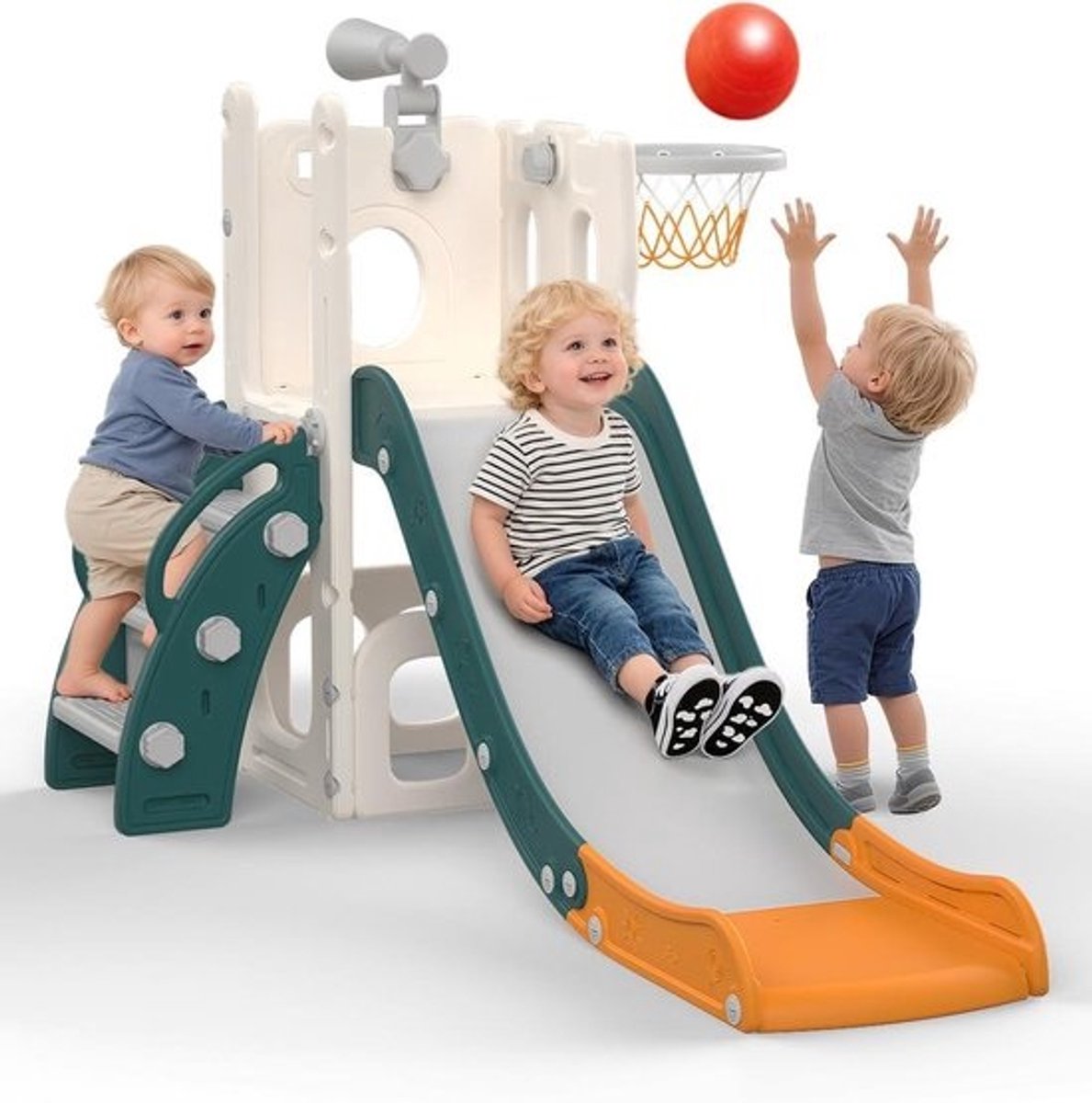 Kinderspeelset - Glijbaan met ring - Actief Spelen - Inclusief telescoop - 98 cm hoog - Groen